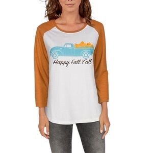 Happy Fall Y'all Raglan Tee size L
